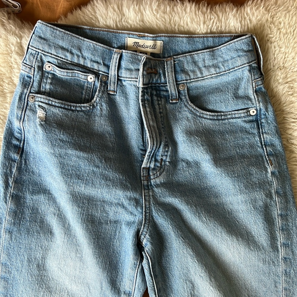 Madewell high rise ripped straight leg jeans